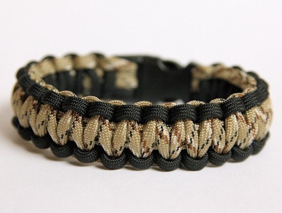 Paracord Survival Bracelet Black and Desert Camo Etsy UK