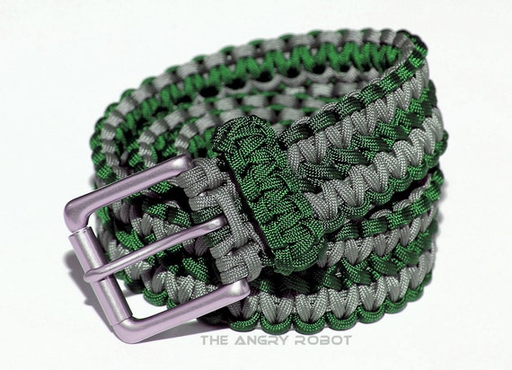 Paracord Belt Emerald Green and Grey - With Matte Nickle Buckle