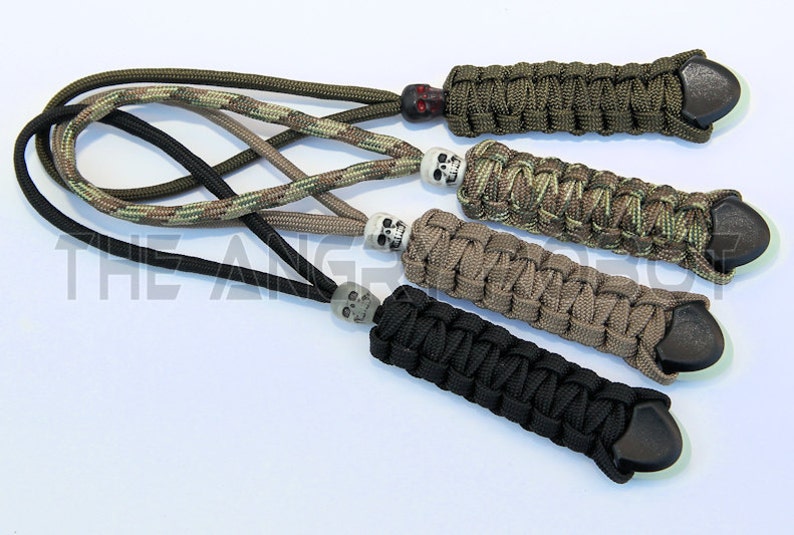 Set of 4 Paracord Lanyards With Glow Ends and Skull Beads Etsy