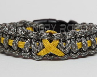 SLIM Paracord Bracelet Cobra - Thin Line Ribbon - ACU Camo with Yellow