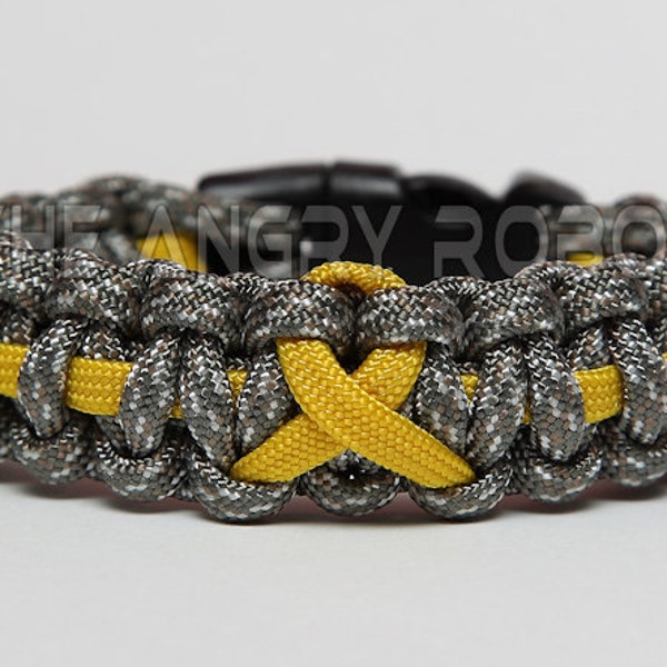 SLIM Paracord Bracelet Cobra - Thin Line Ribbon - ACU Camo with Yellow