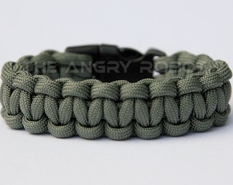 SLIM Paracord Survival Bracelet Cobra - Foliage Green