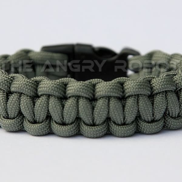 SLIM Paracord Survival Bracelet Cobra - Foliage Green