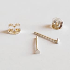 2mm Triangle Stud Earrings cartilage tragus ear lobe stud gold stud simple silver studs Confetti 14k gold 0.925 everyday wear easy 0200
