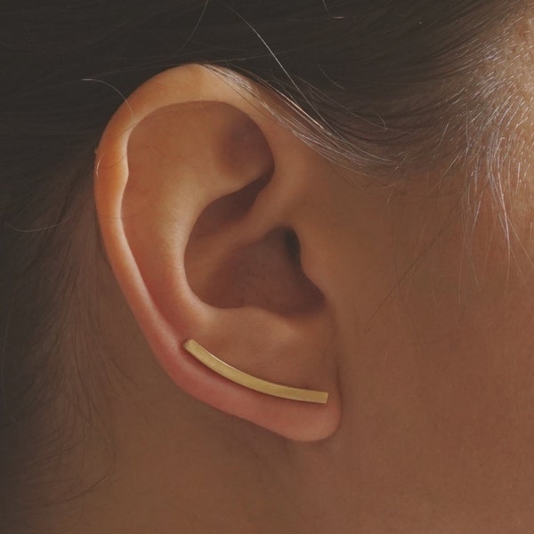 Vierkante oorklimmer Sterling Zilver Messing Minimalistische studs paar oorkruipers omhoog het oor veegt alledaagse oorklimmers 0245