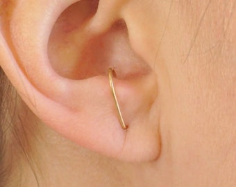 Line Thin Rounded Suspender Earrings J Earrings sterling silver stud simple earrings 14k Gold filled 14k Rose gold filled minimalistic 0212