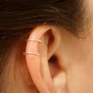 2 Ring Ear Cuff Earring Cartilage Earring No Piercing sterling silver minimal circle cuff earring gold fill titanium simple triple hoop 0337
