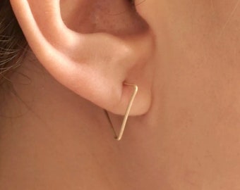 Open Triangle Hoop Earrings minimalist hoop earring thin earring geometric stud earring open earring design 0218