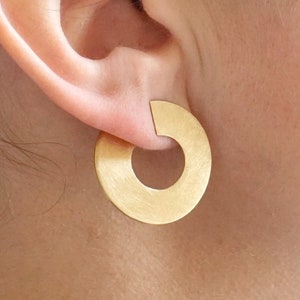 Tribal Circle Stud Earrings Solid Sterling Silver Pair stud earring Falls trend gold Colored Brass Statement Dangle minimal 0302