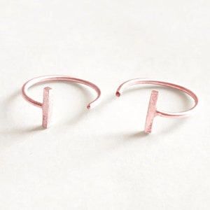 Rose Gold Fill Staple Bar Hugging Hoops | Minimalist Everyday Fashion Jewelry | Lightweight Handmade Gift | Simple Ear Hugger Hoops 0366