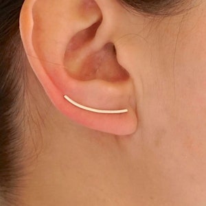 Thin Square 1mm Ear Climber Sterling Silver Brass Minimalist studs pair of ear crawlers up the ear sweeps everyday ear climbers 0299