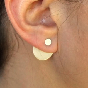 Circle Ear Jacket Sterling Silver Studs round double studs silver jewelry set trending jewelry double earring stud circles stud earring 0094