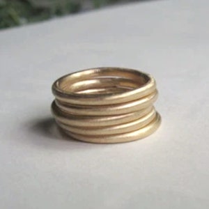 2mm Round Band Stacking Rings matte finish Solid 14k Yellow Gold Solid 18k Gold Solid Sterling Silver Brass Minimal jewelry simple 0053