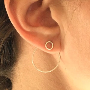 14K Gold Offener Kreis Ohrstecker Set Jacke Paar & Ohrsteckerpaar Mix and Match Ohrring Jacken doppelseitiger Ohrring vorderer hinterer Ohrring 0206