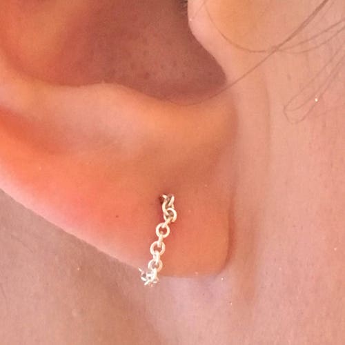 Chain Earrings Hoop Cuff Earrings Slim Silver Studs Gold Loop Etsy