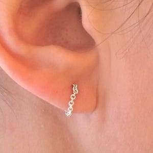 Chain earrings hoop cuff earrings Slim Silver Studs gold loop Stud dangle minimalist earring  jewelry 0291