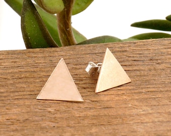 Large 11mm Triangle Stud Earrings 14k Gold Sterling Silver Brass Stud Earrings 0009