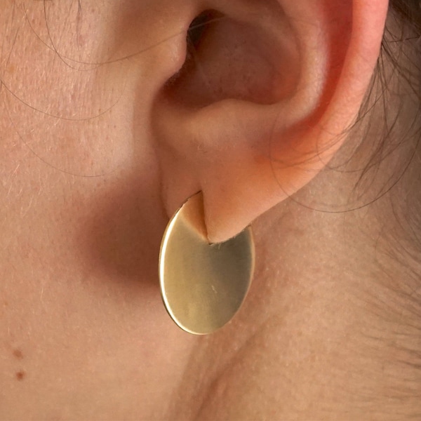 Large Custom Circle Stud Earrings Solid Sterling Silver Pair earring Falls trend gold Colored Statement earring Dangle stud minimal 0286