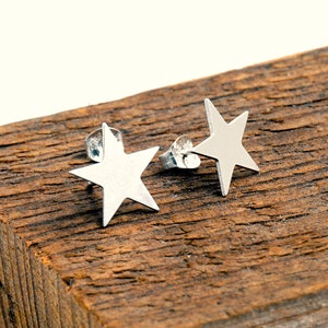 13mm star studs sterling silver star studs earrings with sterling silver post geometric shape earrings large star celestial space 0046