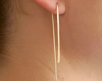 Pendientes largos de arco con gancho y aro abierto, forma de U, línea simple, geométricos, delicados, 0211