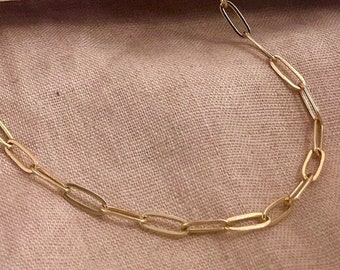Gold Paperclip Link Necklace | Medium Link Paperclip Necklace | Layering Chains | Modern Everyday Minimalist Jewelry 0359P