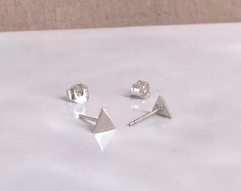 Tiny Triangle Stud Earrings | 4mm Geometric Earrings | 925 Sterling Silver | 14k Gold | Gift for Her | Minimalist Jewelry | 0125