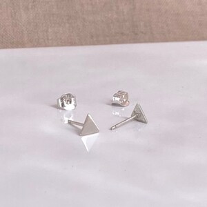 Tiny Triangle Stud Earrings | 4mm Geometric Earrings | 925 Sterling Silver | 14k Gold | Gift for Her | Minimalist Jewelry | 0125