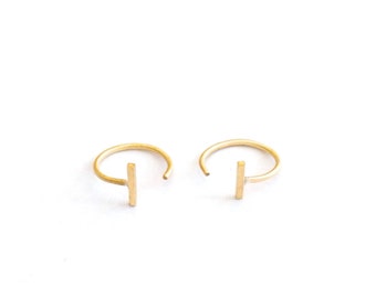 Básicos de la barra Hugging aros 14k oro lleno abrazo pendientes oreja Hugger aros minimalista moda joyería mano regalo fácil aros 0253