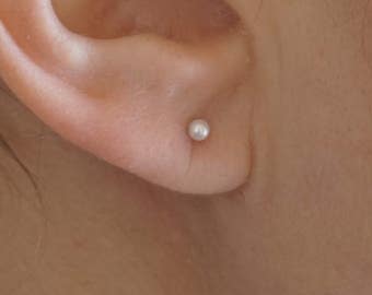 Baby Pearl Stud Earrings Minimal Earrings cartilage stud gold stud Confetti AAA Pearl freshwater 0275