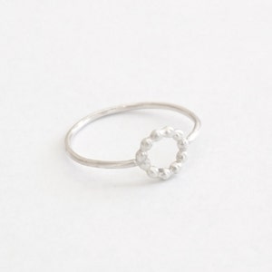 Beaded Open Circle Ring 7mm circle 1mm round ring stacking ring dainty daily simple sterling silver ring thin silver lightweight sweet 0252