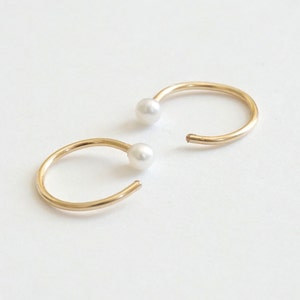 Pearl huggie earrings Hoop hugger earrings Pearl gold Hug Earrings Ball End Hug Hoops AAA tiny Minimalist Fashion Jewelry 0270