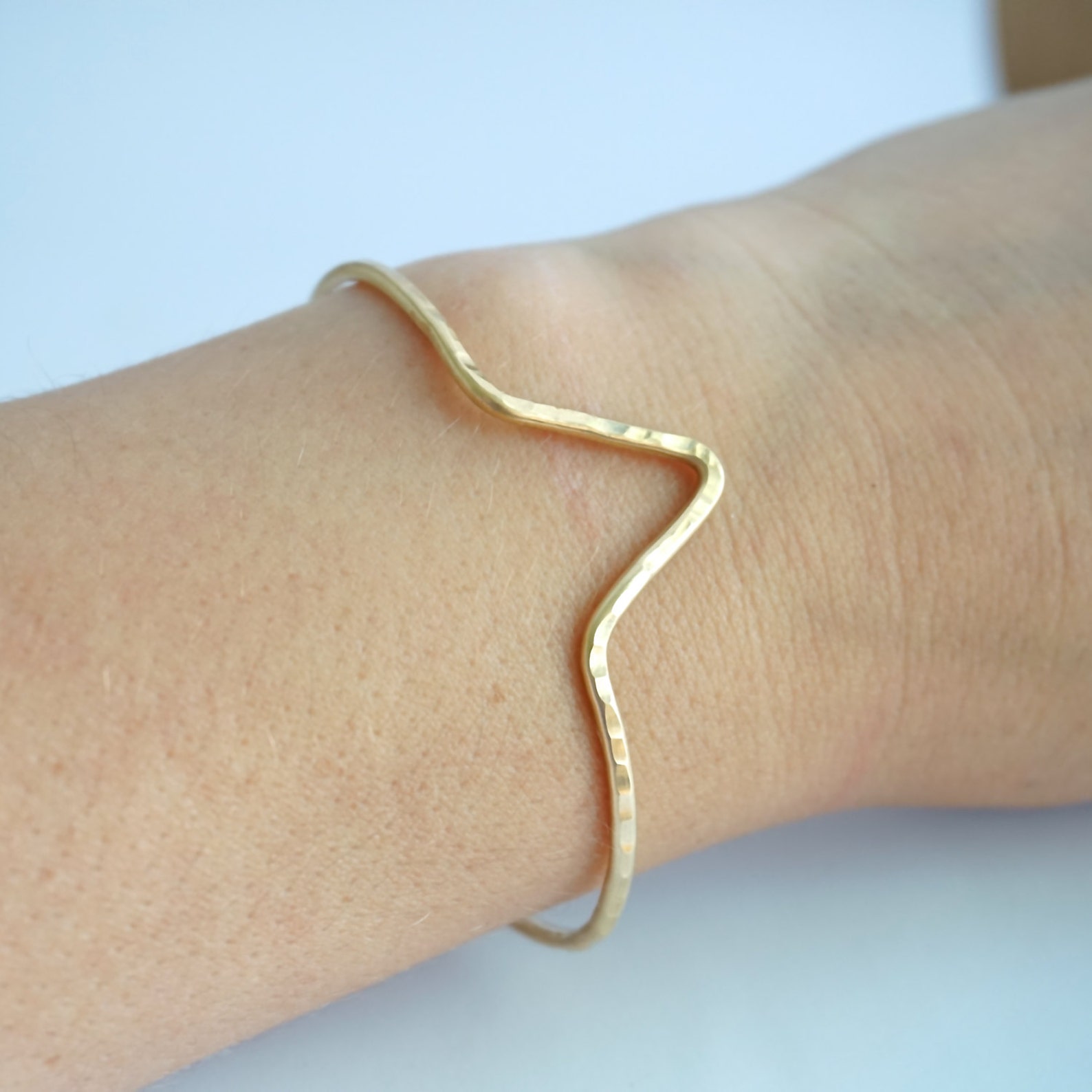 Hammered V Cuff Bracelet Brass Geometric Cuff Thin Arc Simple Etsy
