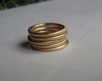 2 mm runde Stapelringe mit mattem Finish, massives 14-karätiges Gelbgold, massives 18-karätiges Gold, massives Sterlingsilber, Messing, minimalistischer Schmuck, einfach 0053