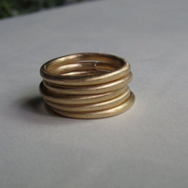 2mm Round Band Stacking Rings matte finish Solid 14k Yellow Gold Solid 18k Gold Solid Sterling Silver Brass Minimal jewelry simple 0053
