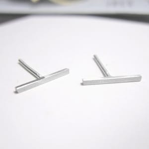 11mm Bar Stud Earrings Handmade Solid Sterling Silver Stud Earrings Earring Everyday Minimalist Earring 0038 image 1