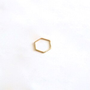 1mm Square Hexagon Ring square and thin sphere midi stacking ring dainty daily simple brass ring thin brass ring geometric rings 0215 image 2
