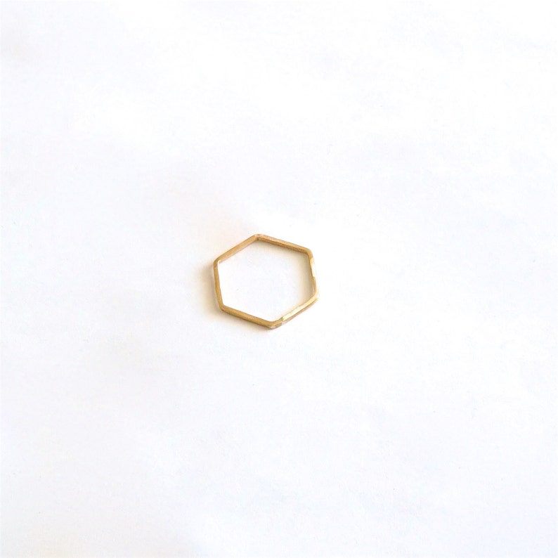 1mm Square Hexagon Ring square and thin sphere midi stacking ring dainty daily simple brass ring thin brass ring geometric rings 0215 image 2