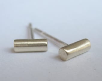 14K gold filled Mini 5mm Gold Colored Bar Studs with sterling silver post,sterling silver barrel studs, brass studs earrings 0037