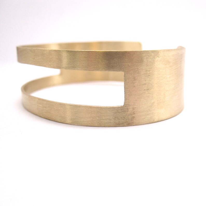 Gold Tone Square Open Cut Cuff Bracelet Oval Etsy