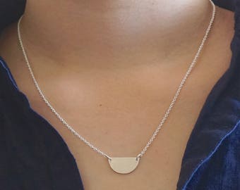 Half Circle Charm Necklace Sterling Chain Half Moon Necklace Gold Layering Necklace Chain Skinny Gold Moon and sun Necklace 0282