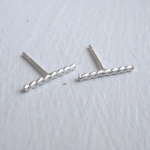 Twist Line Bar Stud Earrings Minimal geometric texture finish jewelry fun everyday 0068