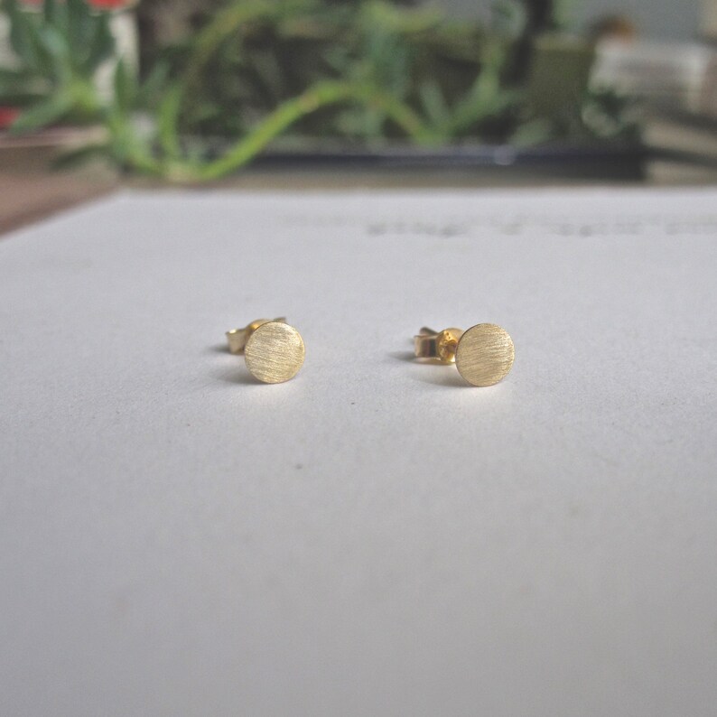 Circle Stud Earrings 18k Gold Jewelry Geometric Minimalist Etsy