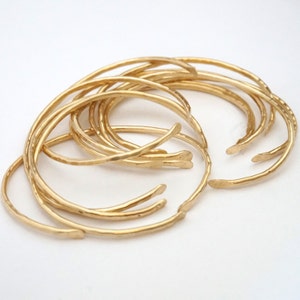 Set of Brass Stacking Bangle Adjustable Open Cuff Bracelets 0079