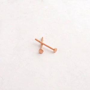 Solid 14k Rose Gold Stud Earrings 2mm 3mm 4mm 5mm 6mm flat 14k rose gold earrings pink stud geometric everyday Circle Studs Tiny Pebble 0132