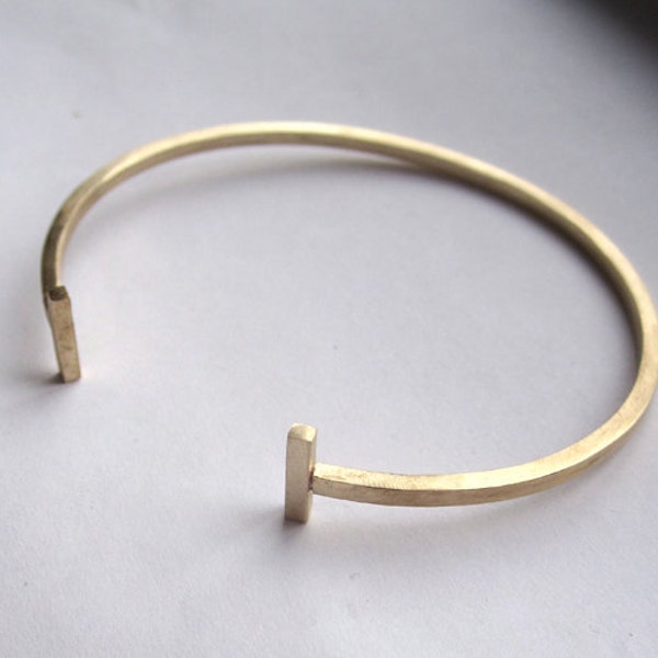 2mm Bar Line Square Cuff Bracelet Brass adjustable Open Thin cuff bracelet, barbell cuff, simple cuff bracelet, gift for mother's day 0041