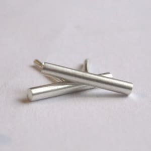 Plain round Bar, Sterling silver Stud Earrings with Sterling Silver Ear Wire and Sterling Silver Ear nut 0008