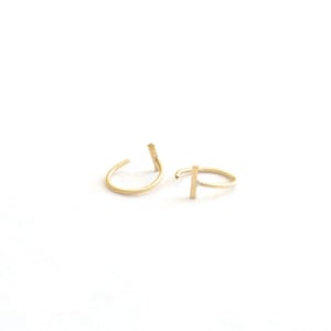 Bar Hugging Hoop Orecchini in oro massiccio 14k Orecchini abbraccio Ear Hugger Hoops Gioielli di moda minimalista Regalo fatto a mano Cerchi semplici 0249