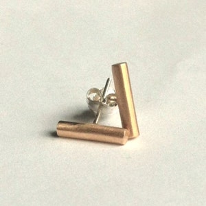 Round Bar Stud Earrings | 11mm Brass | Sterling Silver Posts | Everyday Jewelry | Gift for Her | Handmade | Minimalist Gold Color | 0018