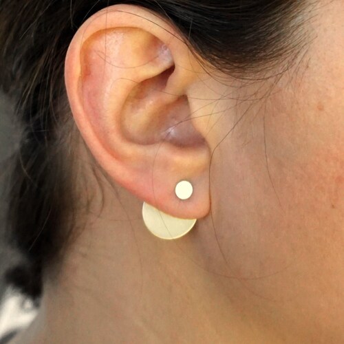 Boucle d'oreille cercle en argent sterling, clous ronds doubles, ensemble de bijoux en argent, bijoux tendance, boucle d'oreille double, boucle d'oreille cercles 0094