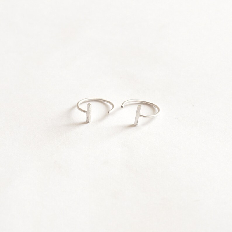 Staple Bar Hugging Hoops Sterling Silver Hug Earrings Ear Hugger Hoops Minimalist Fashion Jewelry Hand Made Gift Simple hoops 0238 image 1